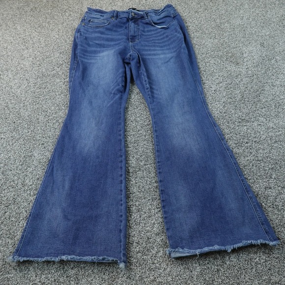 Judy Blue Denim - Judy Blue Jeans Womens 18W Dark Denim Pants High Rise Flare Bell Bottom Stretch